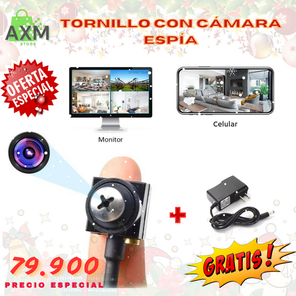 TORNILLO CON CÁMARA ESPÍA + CARGADOR DE OBSEQUIO