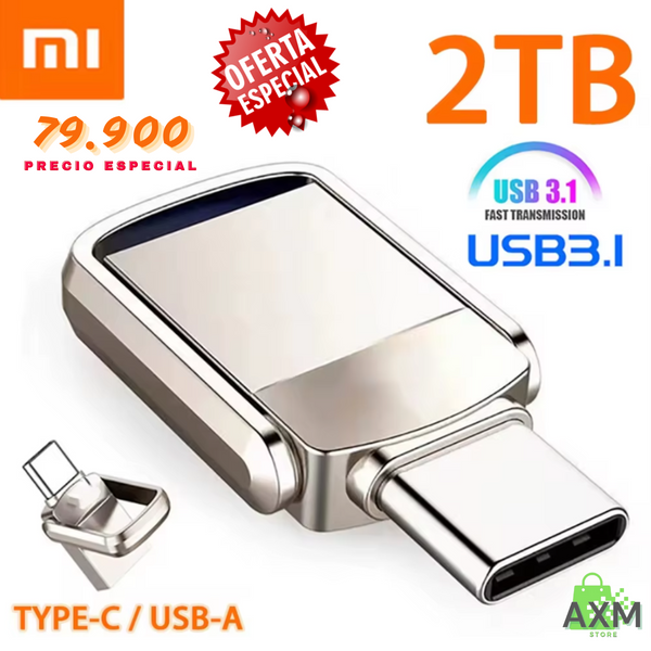 MEMORIA DE 2TB (FISICO Y VIRTUAL) TIPO C Y USB PARA MOVIL Y PC CON CLAVE.